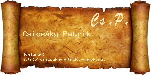 Csicsáky Patrik névjegykártya