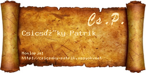 Csicsáky Patrik névjegykártya